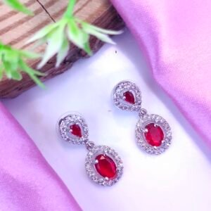 American Diamond Small Earings Red