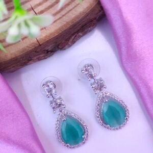 American Diamond Earings - Aqua Green