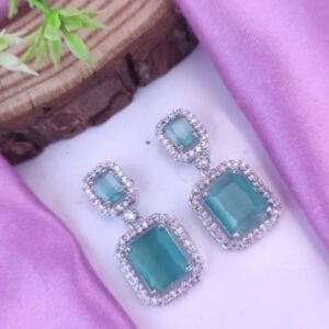 American Diamond Earing- Aqua Green