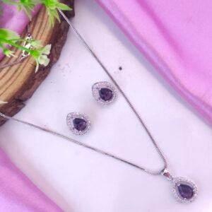 American Diamond Pendent Set Purple
