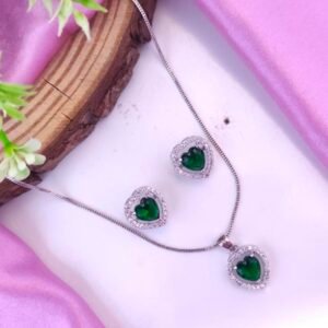 American Diamond Pendent Set - Green